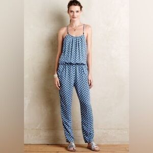 Bishop + Young Anthropologie Embry Spaghetti Strap Jumpsuit Size Large New